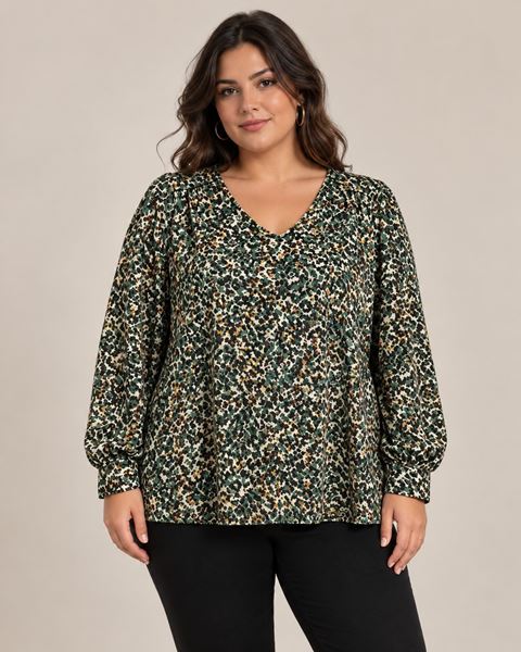 Picture of PLUS SIZE V NECK PRINTED TOP